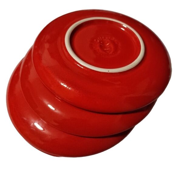 Set of 4 Waechtersbach Germany Red Heart Earthenware Coffee Cup SAUCER Plates - Picture 7 of 10